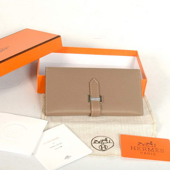 High Quality Hermes Bearn Japonaise Original Leather Wallet H8033 Grey Fake - Click Image to Close